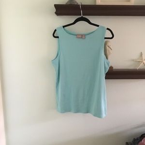Chico  size 1 and 2 woman’s sleeveless top. Light teal   M and L